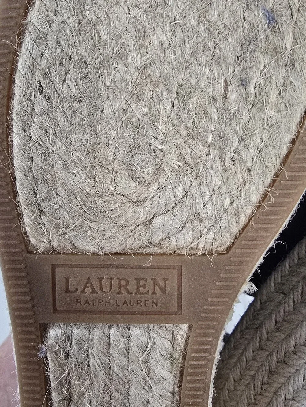 Lauren Ralph Lauren Navy Hadley Espadrille Wedge Canvas Sandals 8B Slingback